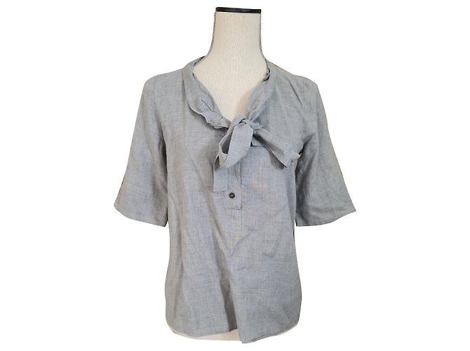 Camicetta Chloé Grigia in Cotone e Lana a Maniche Corte Grigio