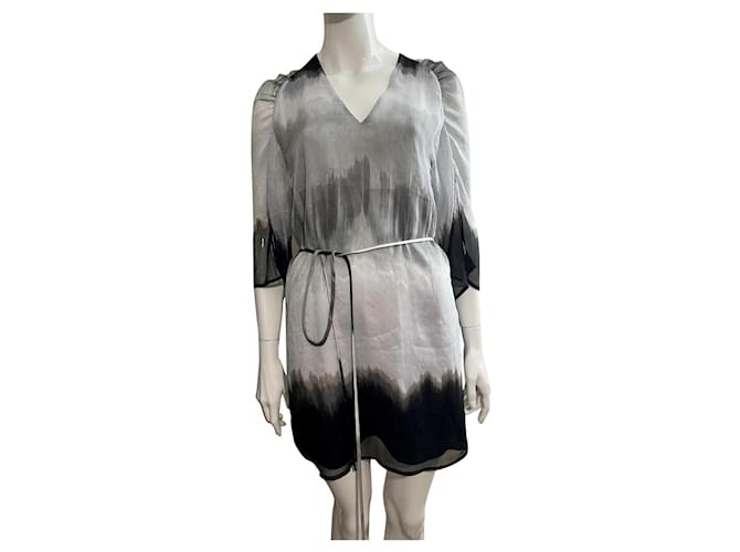 Ombre chiffon dress Halston Heritage Grey Dark grey Polyester  ref.921509