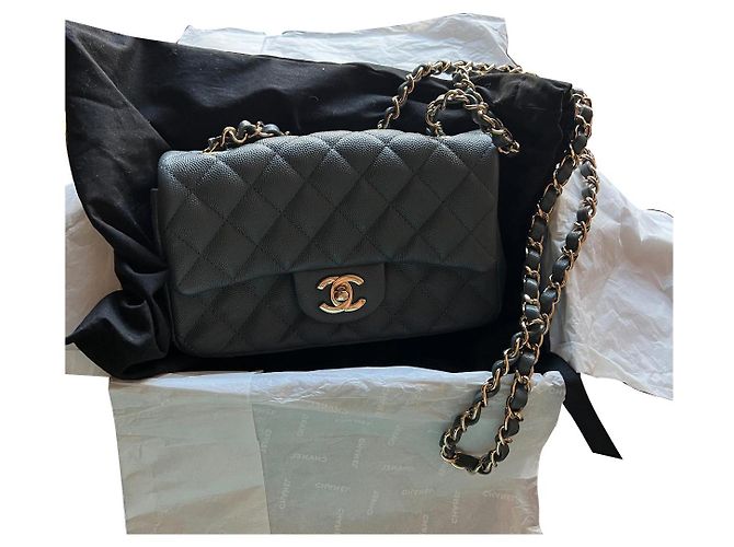 Chanel Mini Timeless Bolso de piel granulada azul