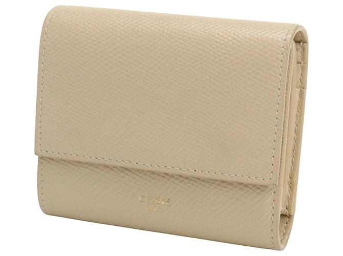 SMALL TRIFOLD WALLET IN GRAINED CALFSKIN - NUDE
