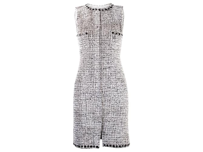Chanel Tweed Sleeveless Dress Black Rayon Cellulose fibre ref