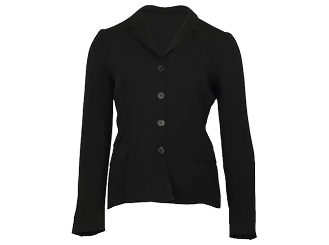 Prada Single-Breasted Blazer in Black Virgin Wool  ref.922178