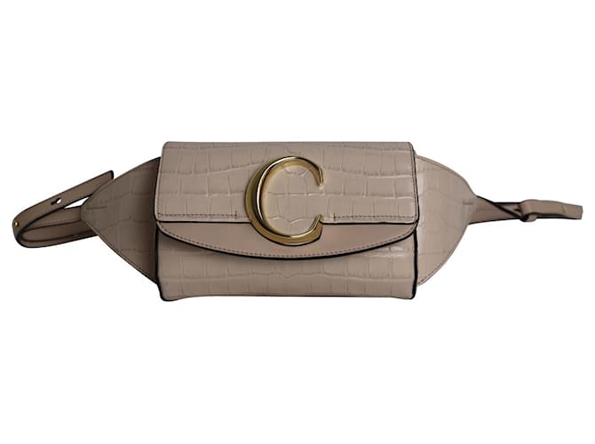 Chloé Chloe C Belt Bag in Light Pink Crocodile Embossed Leather  ref.922206