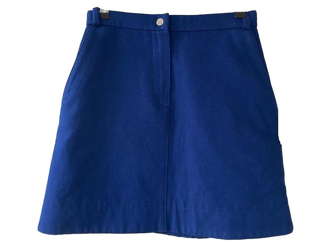 Falda trapézio Carven de algodón azul talla 36