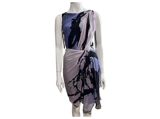 Diane Von Furstenberg DvF Allistair Seidenkleid mit „Sleeping Willow“-Muster Mehrfarben