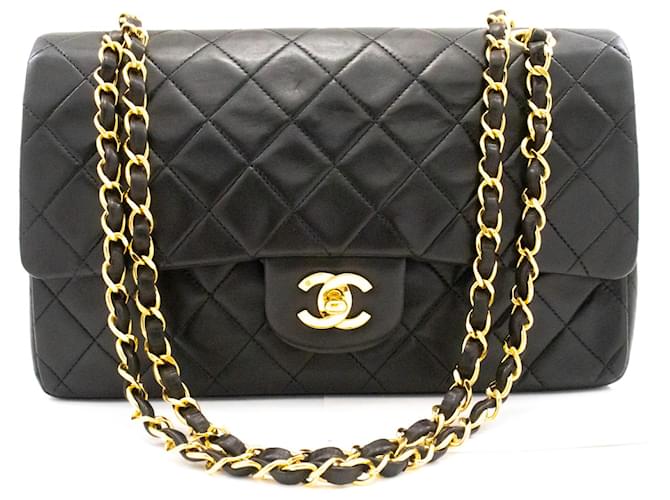 Timeless Chanel Double flap Black Leather  ref.922653