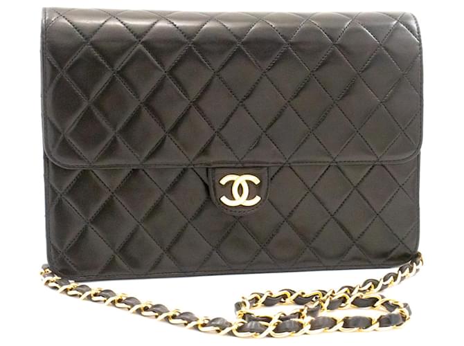 Timeless Chanel Quilted Black Leather  ref.923054