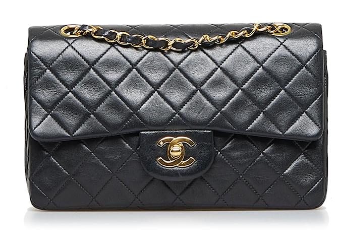 Chanel Black Small Classic Lambskin Double Flap Leather ref.923179 - Joli  Closet