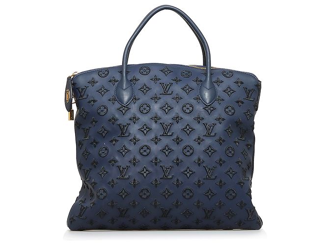 Louis Vuitton Blue Monogram Addiction Lockit Vertical MM Blau Dunkelblau