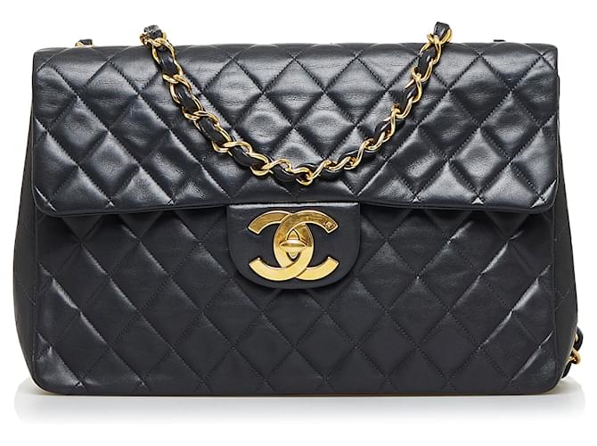 Chanel Classic Double Flap Quilted Lambskin Leather Jumbo Maxi Shoulder Bag