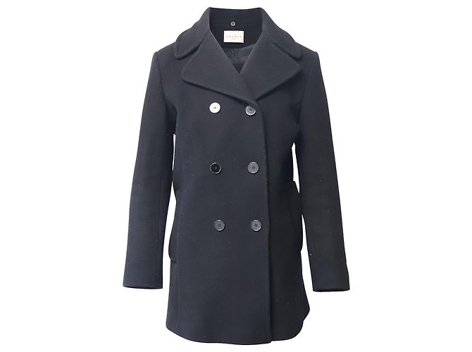 Peacoat petto foderato Sandro Paris in lana nera Nero