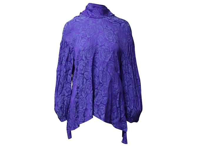 Chloé Chloe Lavalliere-Bluse aus gekräuseltem Blumen-Jacquard aus violetter Viskose Lila Zellulosefaser  ref.923272