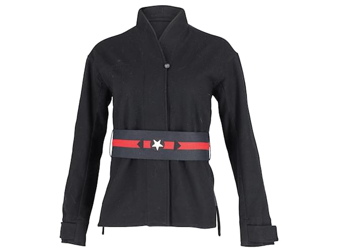 Prada Belted Jacket in Black Wool  ref.923300