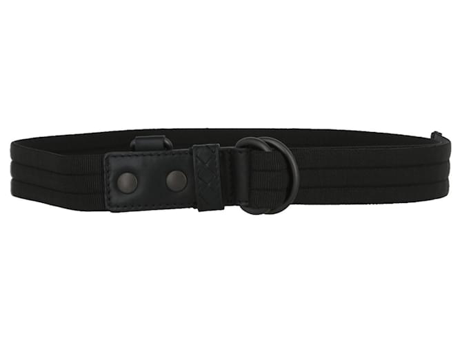 Bottega Veneta Intrecciato Double Ring Belt Black Polyamide Nylon