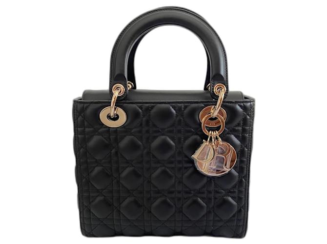 LADY DIOR Nero Agnello Pelle  ref.923313