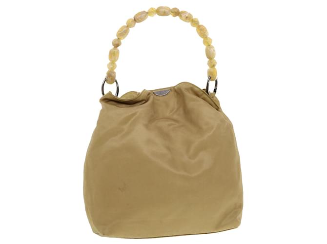Christian Dior Maris Pearl Shoulder Bag Nylon Beige Auth bs5278  ref.923357