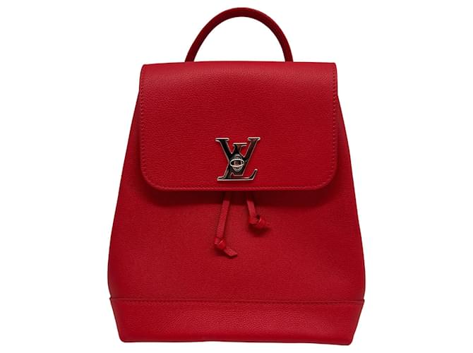 Lockit Louis Vuitton Lockme M41814 Mochila de cuero rojo plata / Muy bien Roja  ref.923431