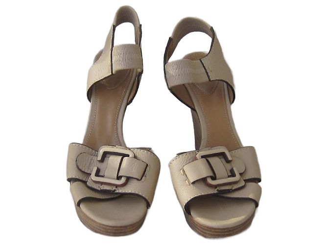 Sandali con zeppa Chloé in pelle beige