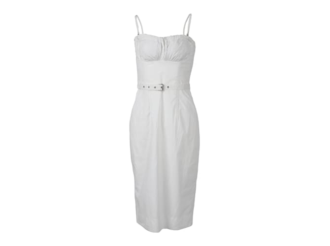 Vivienne Westwood Weißes Stäbchenkleid mit Gürtel Baumwolle  ref.923458