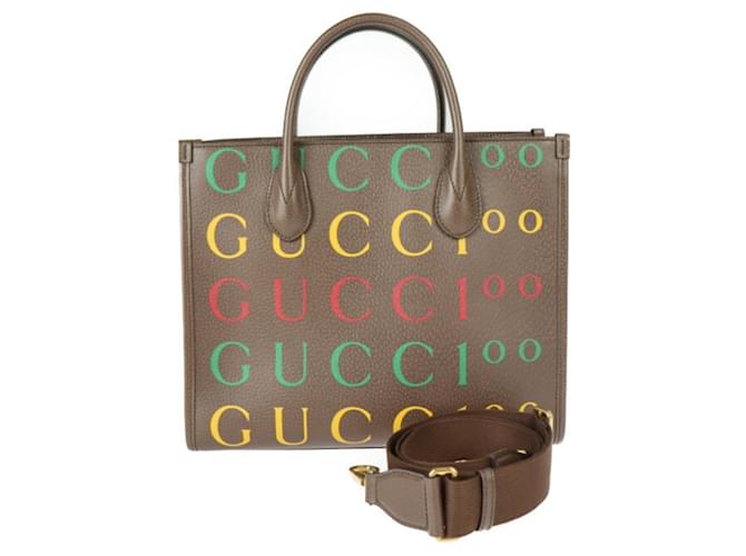 Gucci Cabas Marrom Couro  ref.923688