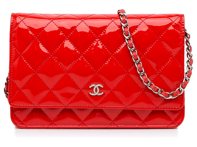 Chanel Red Classic Patent Wallet on Chain Leather Patent leather ref.924113  - Joli Closet