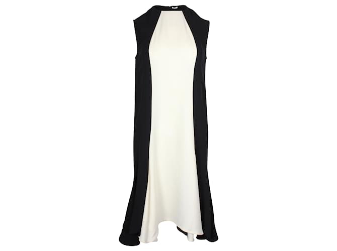 Stella Mc Cartney Stella McCartney ausgestelltes ärmelloses Kleid aus schwarz-weißer Viskose Zellulosefaser  ref.924204