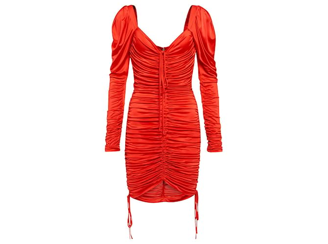 Dolce & Gabbana Ruched Mini Dress in Red Viscose Cellulose fibre  ref.924213