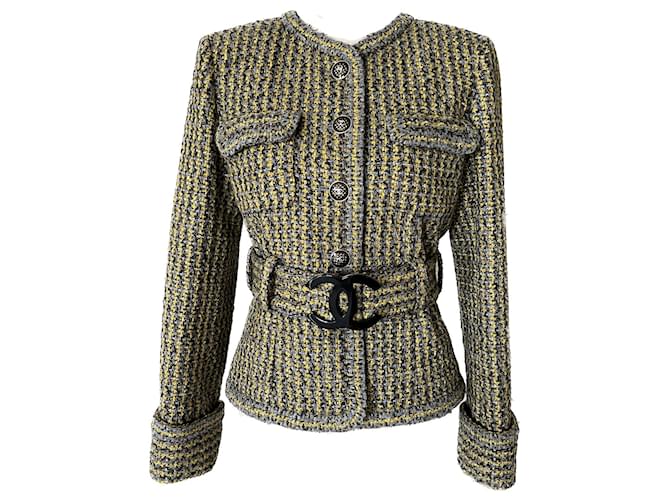 Chanel CC Belted Lesage Tweed Jacket Yellow ref.924238 - Joli Closet