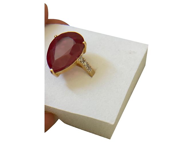 Autre Marque 18K gold ruby and diamond ring size 53 Yellow