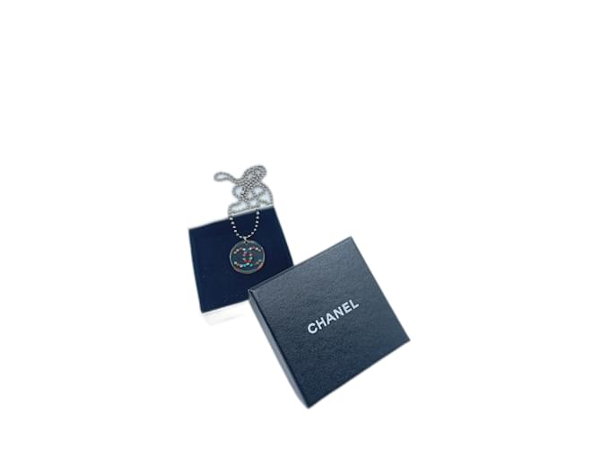 Silver-Toned Chanel CC Necklace Silvery Metal  ref.924589