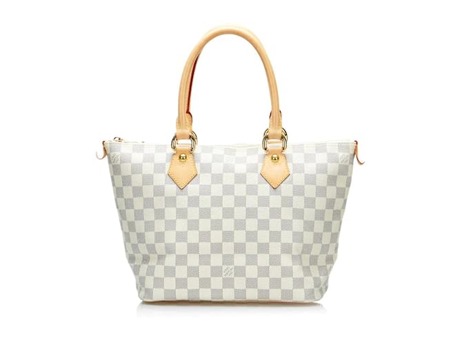 Louis Vuitton Damier Azur Saleya PM N51186 Weiß Leinwand  ref.924849