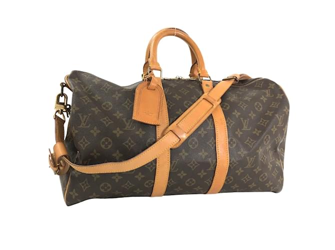 Louis Vuitton Monogram Keepall 45 Bandouliere M41418 Brown Cloth