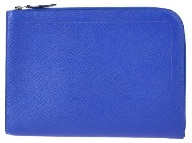 Hermès-Zip Blau Leder  ref.925363