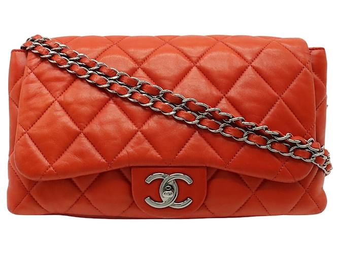 Chanel Matelass� Orange Leder  ref.925551