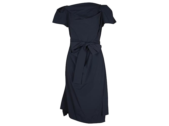 Vivienne Westwood Front Tie Midi Dress in Navy Blue Nylon  ref.925799