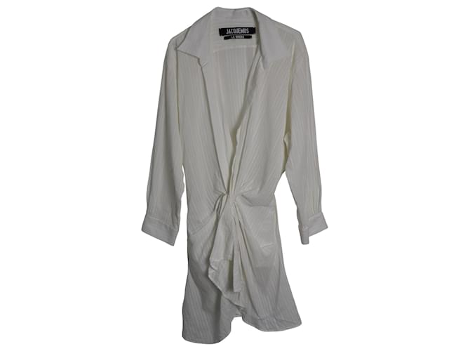 Jacquemus  La Robe Bahia Dress in White Cotton Linen  ref.925805