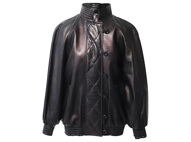 Chaqueta Christian Dior en Cuero Negro  ref.925809