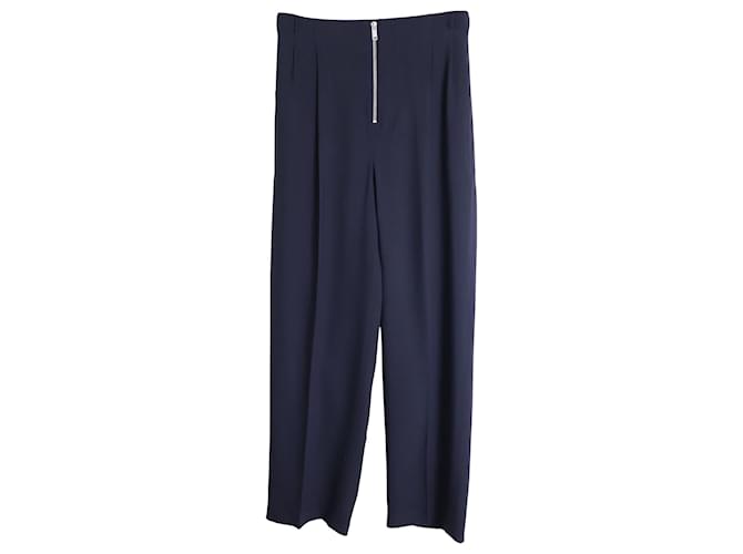 Céline Celine Front-Zip Trousers in Navy Blue Wool ref.925838 