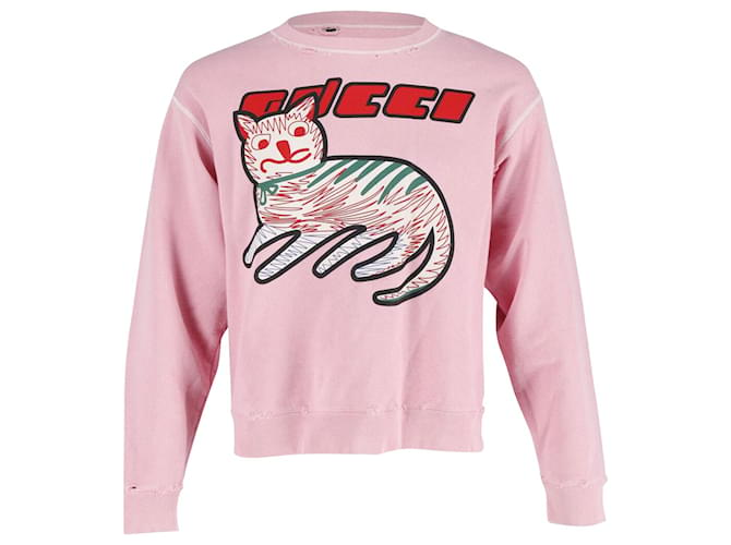 Gucci-Logo-Katzen-Sweatshirt aus rosa Baumwolle Pink  ref.925840