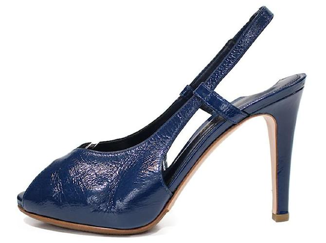 Gianvito Rossi Sandals Navy blue Patent leather  ref.925930