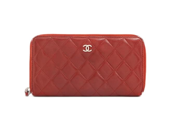 Red Matelasse Ram Leather Chanel Wallet ref.926113 - Joli Closet