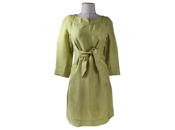 Bitte Kai Rand Lime Green Linen Blend Dress S