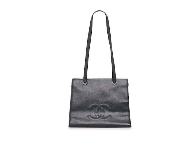 Chanel CC Caviar Zip Tote Bag Black Leather  ref.926521