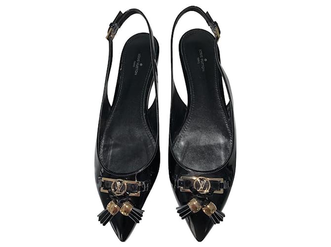 Louis Vuitton Flats Black Leather  ref.926532