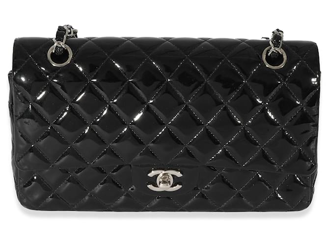 Handbags Chanel Chanel Black Quilted Patent Leather Medium Classic Double Flap Bag