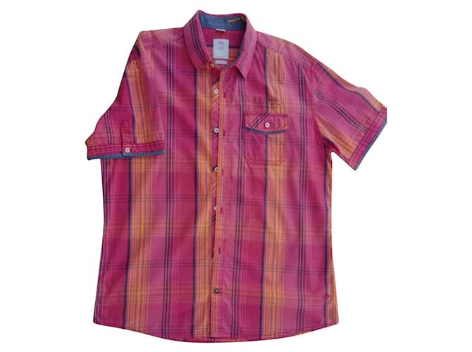 Autre Marque chemise à manches courtes Coton Rose Rouge Gris anthracite  ref.926719