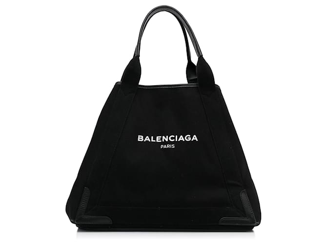 BALENCIAGA Cabas small leather-trimmed canvas tote, Women's