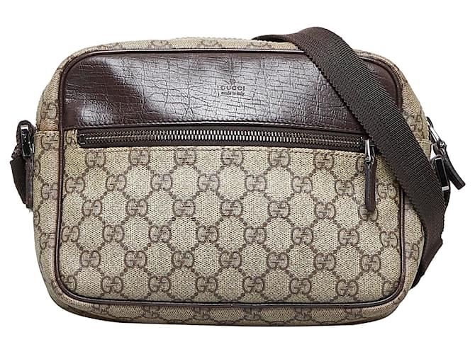 Gucci Beige/Brown GG Supreme Canvas and Leather Crossbody Bag