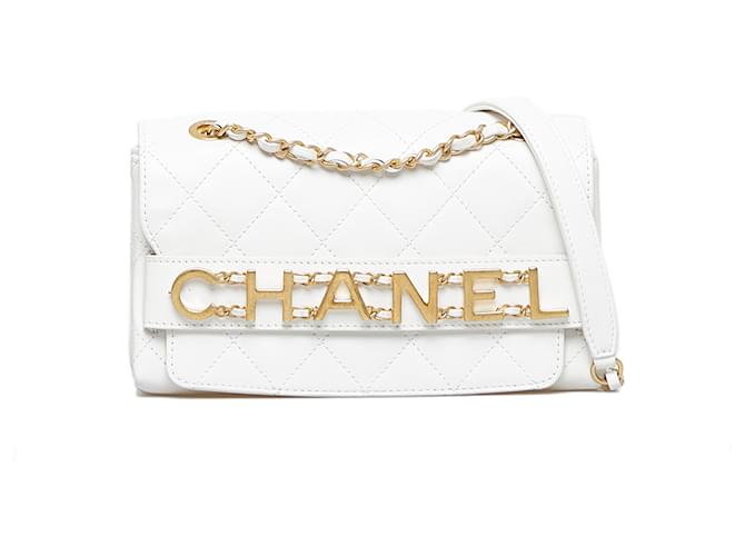 Chanel White Small Lambskin Enchained Flap Bag Leather ref.927177