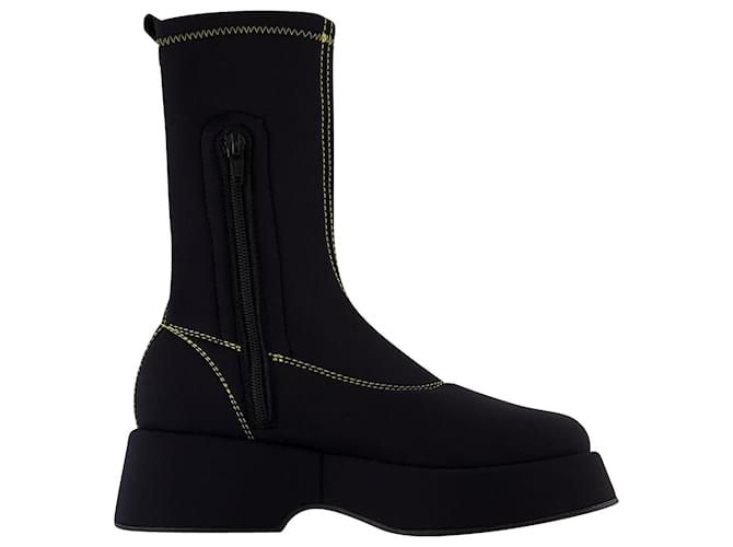 Retro Flatform Ankle Boots - Ganni - Synthetic - Black  ref.927282